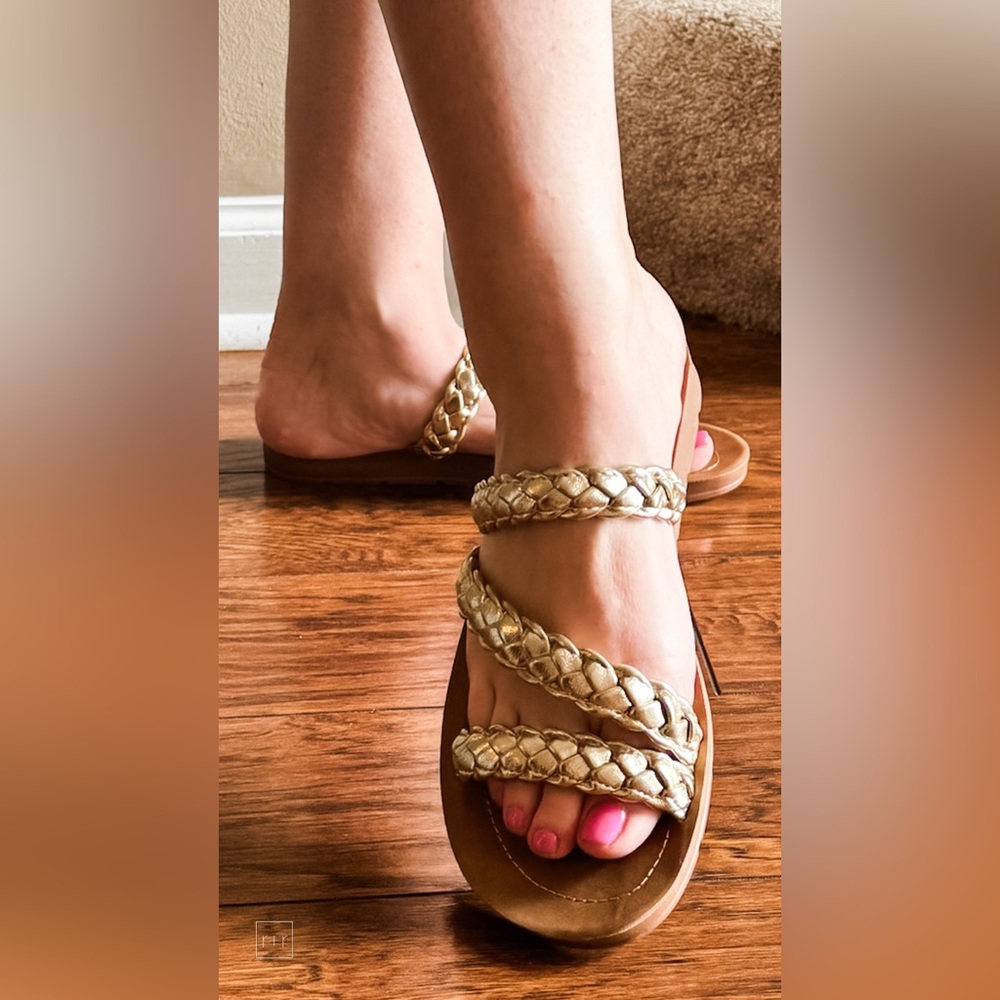 Corkys Gold Braided Sandals